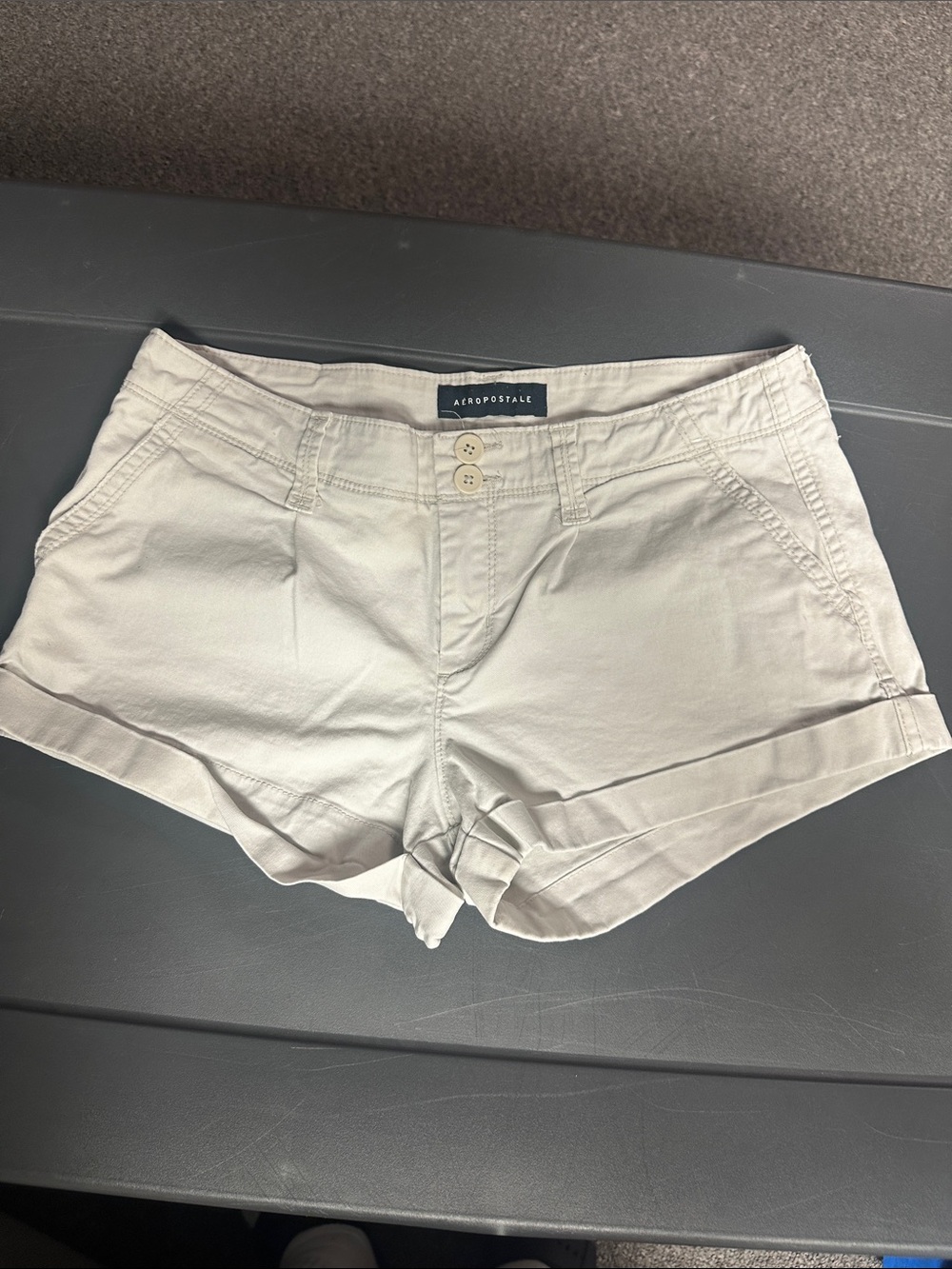 Aeropostale Women's Cream High-Waist Roll-Cuff Shorts